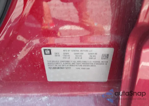 2017 Chevrolet Sonic Lt Auto z USA, uszkodzony, nr VIN 1G1JD6SB7H4112771